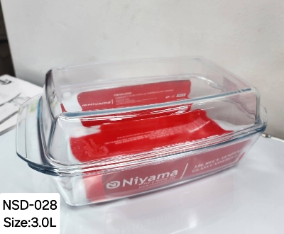 Picture of 1 Pc Tempered Glass Rectangular Shaped Casserole Set with Lid NSD-028 Multicolor