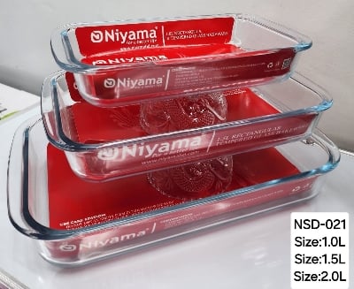 Picture of 3 Pcs Tempered Glass Rectangular Shaped Serving Bowls Set NSD-021 Multicolor