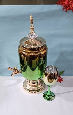 Picture of 7 Pcs Golden Glass Juice Dispenser & Glass Set2 Multicolor