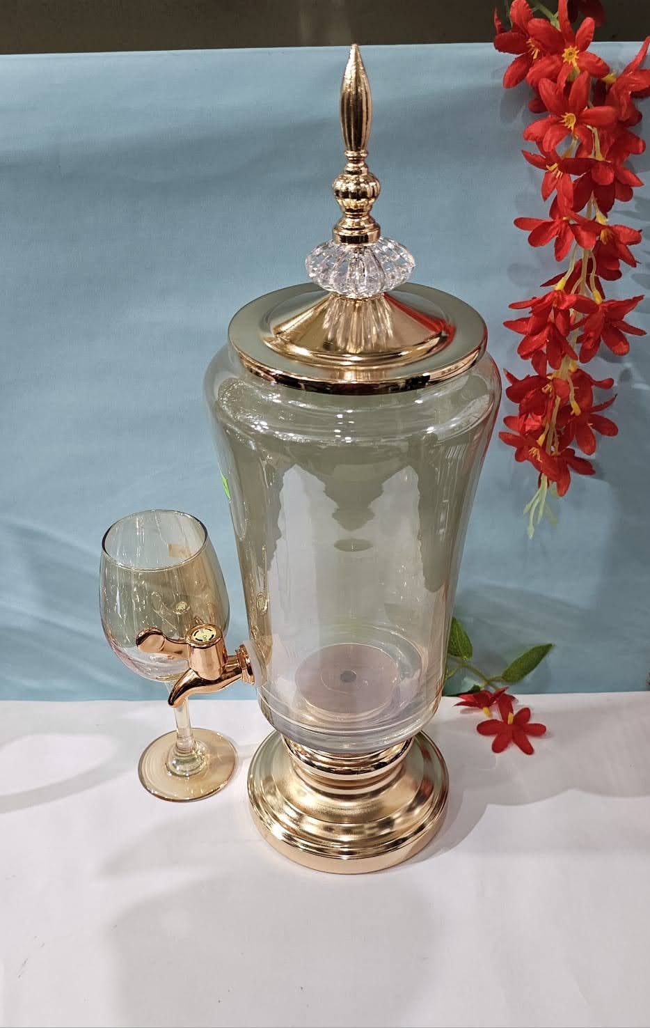 Picture of 7 Pcs Golden Glass Juice Dispenser & Glass Set4 Multicolor