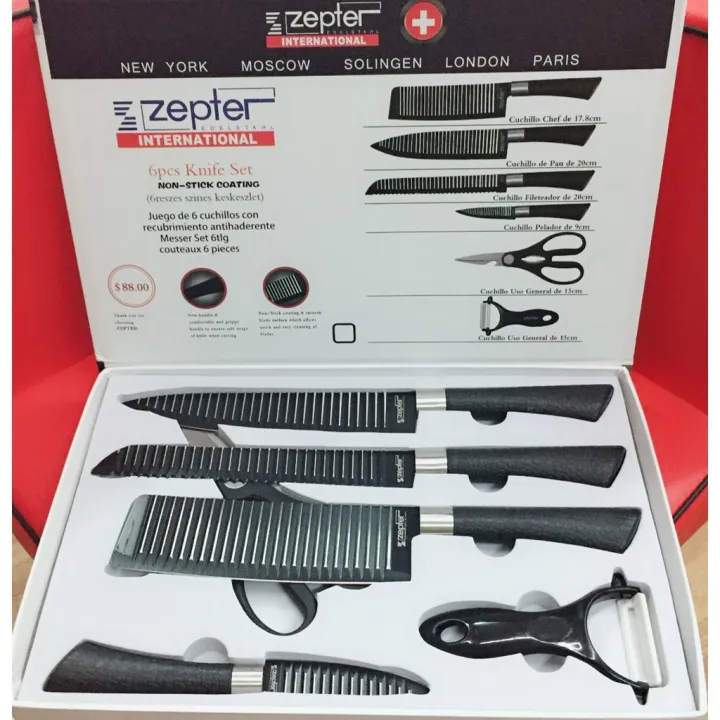 Picture of 6 Pcs Knife Set Non-Stick Coating Stainless Steel Black
