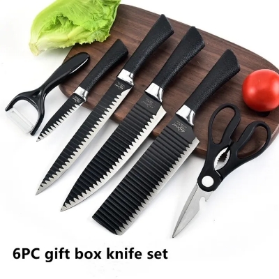 Picture of 6 Pcs Knife Set Non-Stick Coating Stainless Steel Black