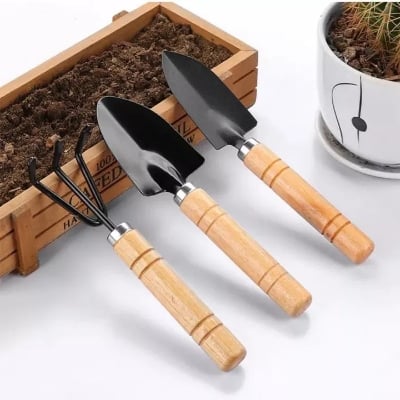 Picture of Three Pieces Gardening Equipment/Tools Set For Home and Office Surrounding Black
