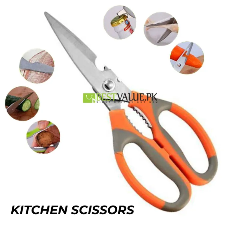 Picture of Stainless Steel Kitchen Scissors / Fish Cutting Scissors Orange