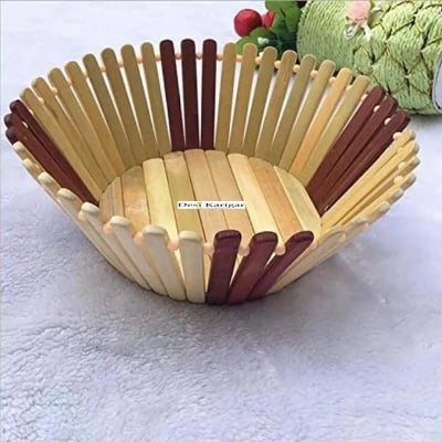 Picture of Durable wooden fruits basket large size for kitchen and dining use Multicolor