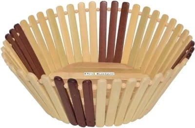 Picture of Durable wooden fruits basket large size for kitchen and dining use Multicolor