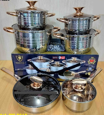 Picture of Kaisa Villa 12 Pcs Stainless Steel Cookware Set with Lid INDUCTION KV-6618 Multicolor