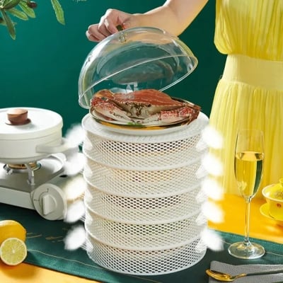 Picture of 5 Layer Food Insulation Covers Transparent Stackable Dustproof Leftovers Food Storage Box Container Kitchen Organization_Prime Mall Multicolor