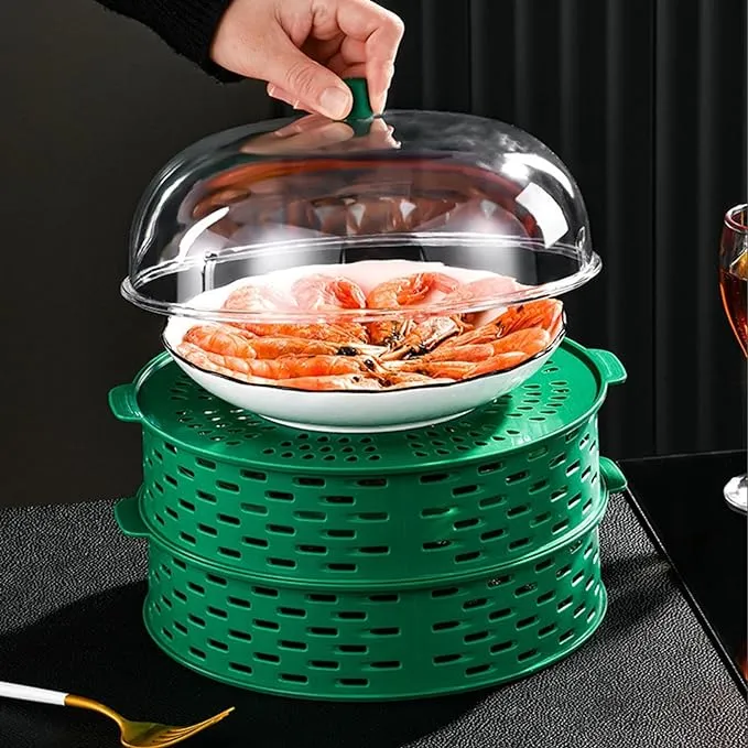 Picture of 5 Layer Food Insulation Covers Transparent Stackable Dustproof Leftovers Food Storage Box Container Kitchen Organization_Prime Mall Multicolor