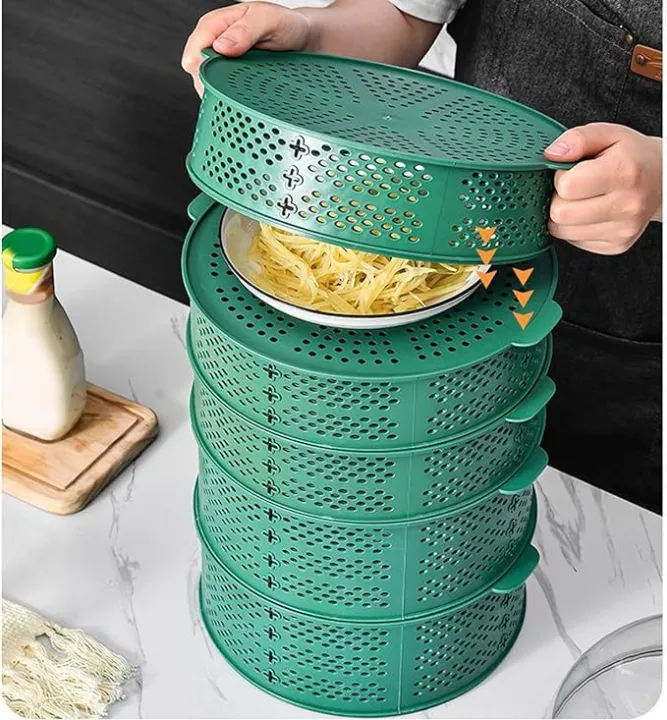 Picture of 5 Layer Food Insulation Covers Transparent Stackable Dustproof Leftovers Food Storage Box Container Kitchen Organization_Prime Mall Multicolor
