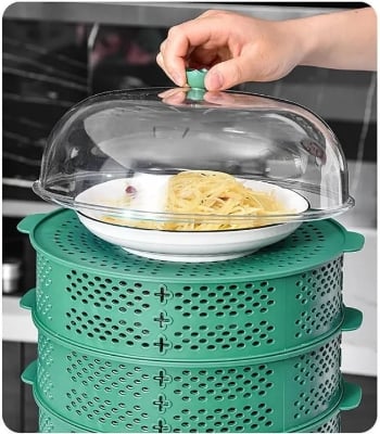 Picture of 5 Layer Food Insulation Covers Transparent Stackable Dustproof Leftovers Food Storage Box Container Kitchen Organization_Prime Mall Multicolor