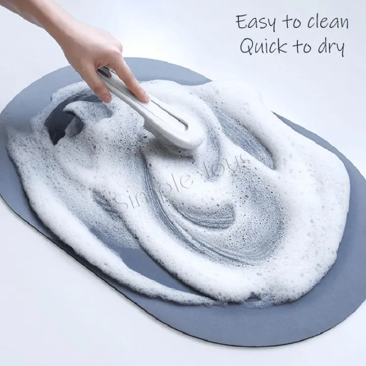 Picture of Bathroom Mat Absorbent Customize Modern Simple Non Slip Diatom Mud Quick Drying High Qualit Home Oil proof Kitchen Bath Mat Multicolor