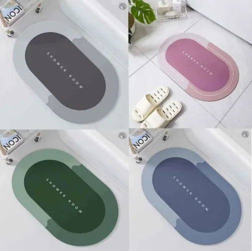 Picture of Bathroom Mat Absorbent Customize Modern Simple Non Slip Diatom Mud Quick Drying High Qualit Home Oil proof Kitchen Bath Mat Multicolor