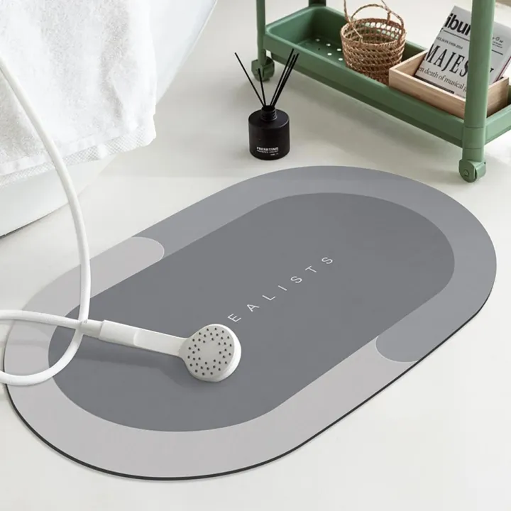 Picture of Bathroom Mat Absorbent Customize Modern Simple Non Slip Diatom Mud Quick Drying High Qualit Home Oil proof Kitchen Bath Mat Multicolor