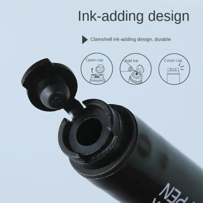 Picture of 12 Pieces Refillable Permanent Marker Pen Black