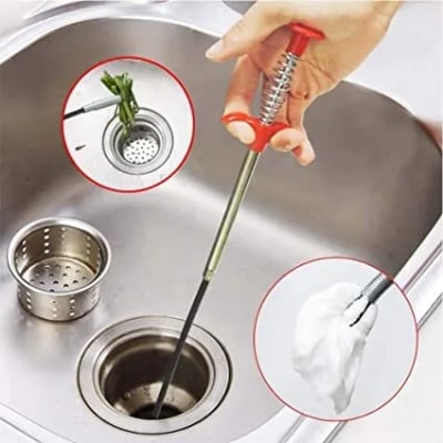 Picture of Drain Opener Cleaner Sticks Clog Remover Cleaning Tools, Drain Snake Spring Pipe Dredging Tools Household Hair Cleaner for Kitchen Sink 