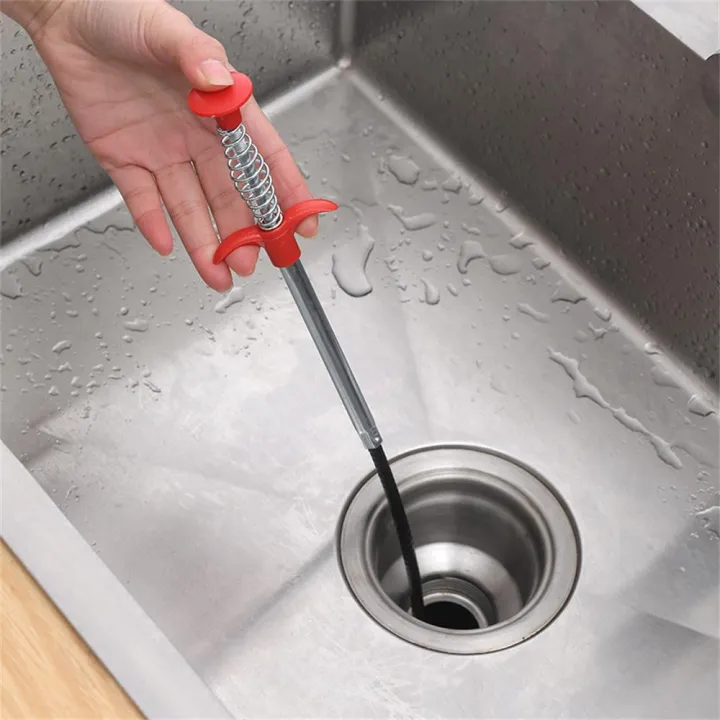 Picture of Drain Opener Cleaner Sticks Clog Remover Cleaning Tools, Drain Snake Spring Pipe Dredging Tools Household Hair Cleaner for Kitchen Sink 