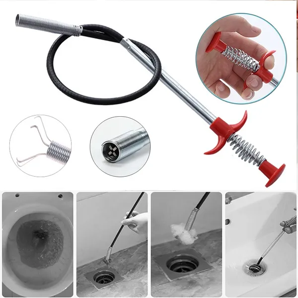 Picture of Drain Opener Cleaner Sticks Clog Remover Cleaning Tools, Drain Snake Spring Pipe Dredging Tools Household Hair Cleaner for Kitchen Sink 