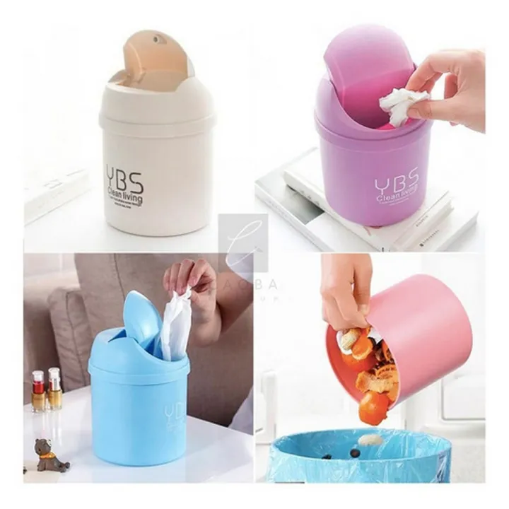 Picture of 1Pcs Mini Table Desk Dustbin Household Shake Lid Type Waste Bin Garbage Trash for Car Office Home Kitchen and Study Table Multicolor