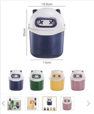 Picture of 1Pcs Mini Table Desk Dustbin Household Shake Lid Type Waste Bin Garbage Trash for Car Office Home Kitchen and Study Table Multicolor