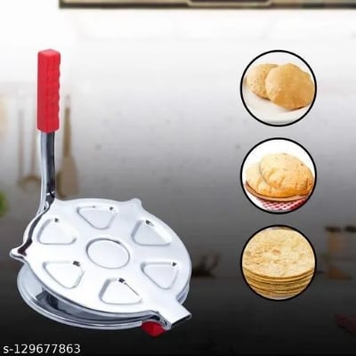 Picture of Stainless Steel Roti Maker / Puri Press Size: 6 Silver