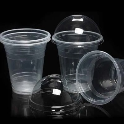 Picture of 50PCS One time Plastic Juice Glass/ Cake jar 350 Ml With Lid Multicolor50PCS