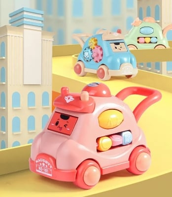 Picture of 1PC Creative Luminous Music Story Children Toy Car Machine Cartoon Polyhedral Trolley Coax Baby Crawling and Walking Toys Multicolor