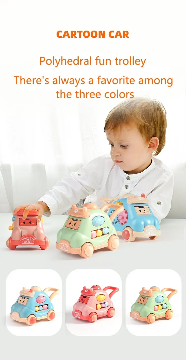 Picture of 1PC Creative Luminous Music Story Children Toy Car Machine Cartoon Polyhedral Trolley Coax Baby Crawling and Walking Toys Multicolor
