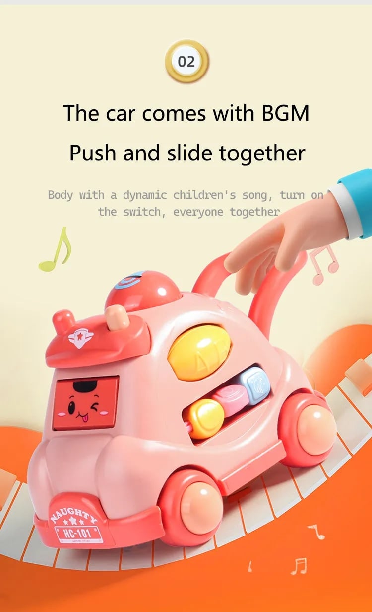Picture of 1PC Creative Luminous Music Story Children Toy Car Machine Cartoon Polyhedral Trolley Coax Baby Crawling and Walking Toys Multicolor