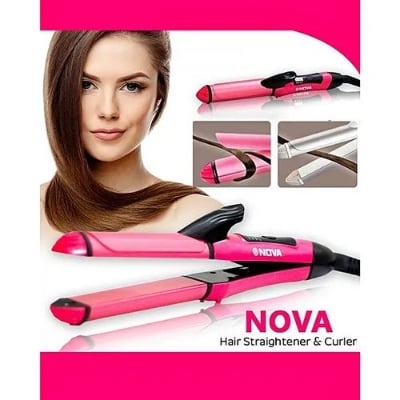 Picture of Nova Professional 2 In 1 Hair Curler & Straightener Large Size Model 1818 Multicolor