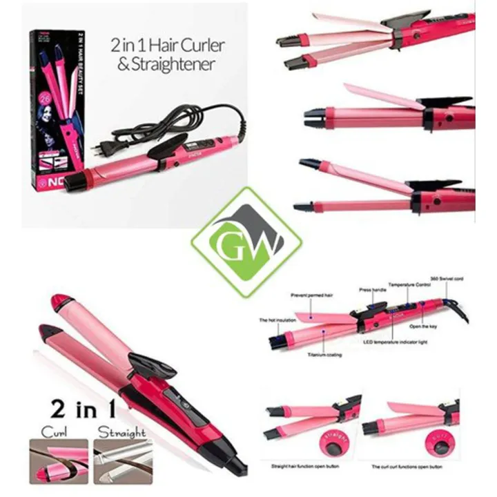 Picture of Nova Professional 2 In 1 Hair Curler & Straightener Large Size Model 1818 Multicolor