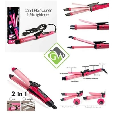 Picture of Nova Professional 2 In 1 Hair Curler & Straightener Large Size Model 1818 Multicolor