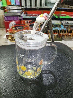 Picture of 1 Floral Design Premium Jar Mug- Elegant Glass Container for Storage, Preservation and Decor, Airtight Lid, Versatile and Stylish Jar, Milkshake, Coffee & Juice Jar with Straw Multicolor