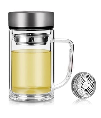 Picture of 1 Double Wall Glass Green Tea Bottle Multicolor