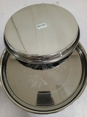 Picture of Stainless Steel High Quality 26cm Plate for Kitchen 1 pc Silver