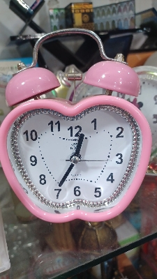 Picture of Heart Shape Bell Alarm Clock Nightlight Wake Up Digital Clocks Desktop Household Kids Bedroom Travel Supply, Green 