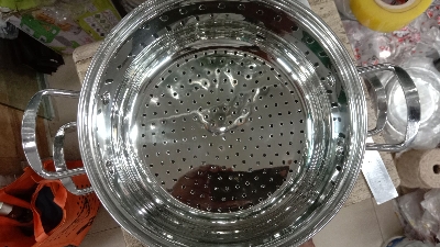 Picture of 20cm Maxfresh Stainless Steel Steamer/Modak/Momo Maker with See through Lid, (20cm x 2 tier) Silver