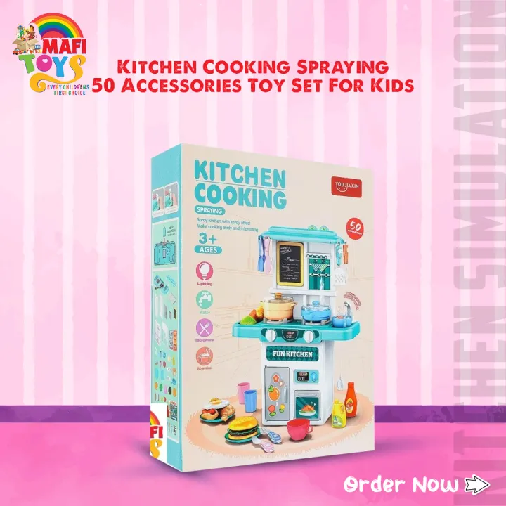 Picture of Kitchen Cooking Spraying W/Spray Effect & 50 Accessories Toy Set For Kids Multicolor