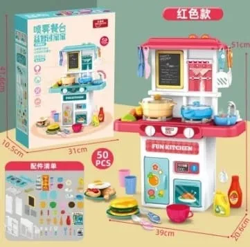 Picture of Kitchen Cooking Spraying W/Spray Effect & 50 Accessories Toy Set For Kids Multicolor