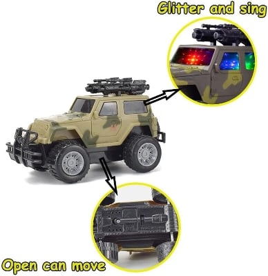 Picture of Army Jeep Toy for Kids - Friction Power Toy Jeep for Kids Boys & Girls, Car Toy with Light & Sound Army Jeep Toys for Boys Plastic, Multicolor Multicolor
