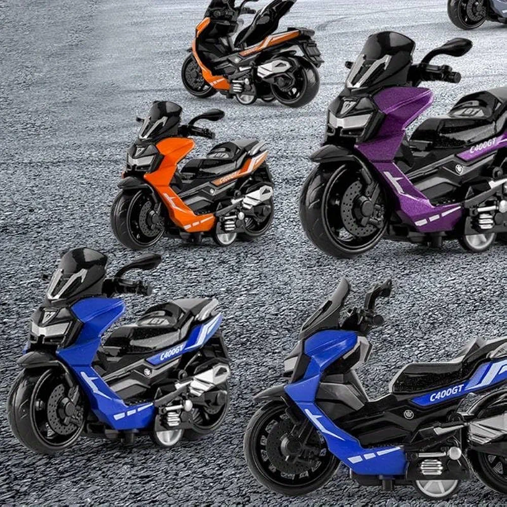 Picture of Racing Metal Bike Pull Back Motorbike Scooty with Moving Handle Action for Kids Boys Birthday Gift Age 2-12 Years Multicolor
