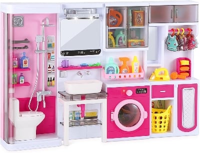Picture of Fantasy House Role Play Set for Kids 3+ Years - Interactive Toy Kitchen & Bathroom Playset with Sounds and Lights Multicolor