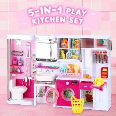 Picture of Fantasy House Role Play Set for Kids 3+ Years - Interactive Toy Kitchen & Bathroom Playset with Sounds and Lights Multicolor