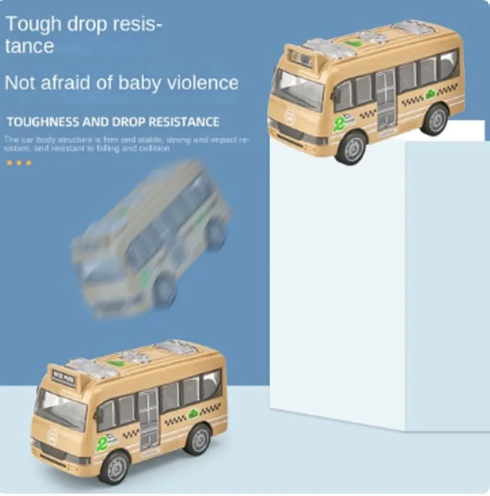 Picture of 4 Pcs Baby bus car toy set for boy or girl inertial fall-resistant bus Multicolor