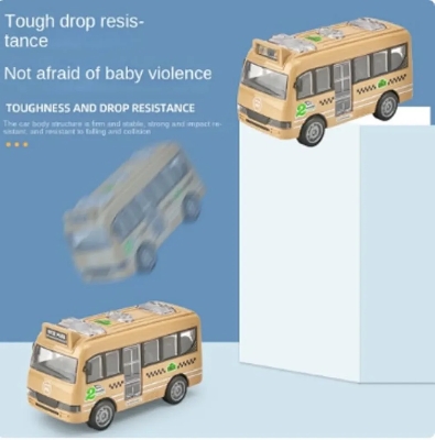 Picture of 4 Pcs Baby bus car toy set for boy or girl inertial fall-resistant bus Multicolor