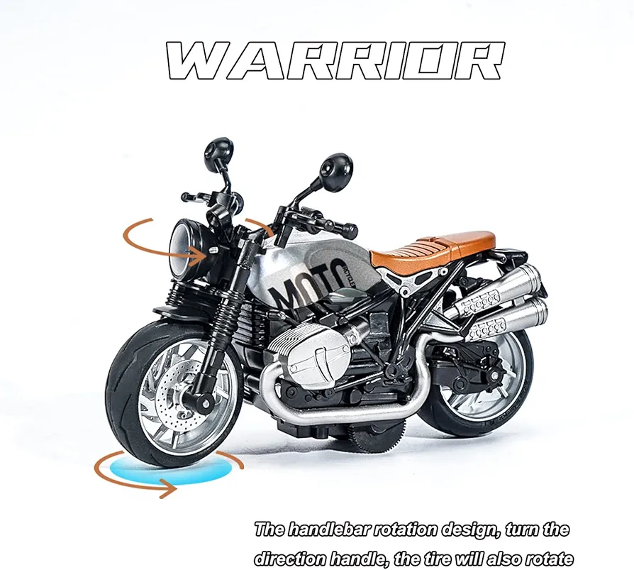 Picture of 1PC Motorcycle Toys for Kids - Pull Back Toy Motorcycle Model 1/12 Scale with Lights and Sounds, Die-Cast Motorcycles Toy for Boys Kids Age 3-12 Year Multicolor