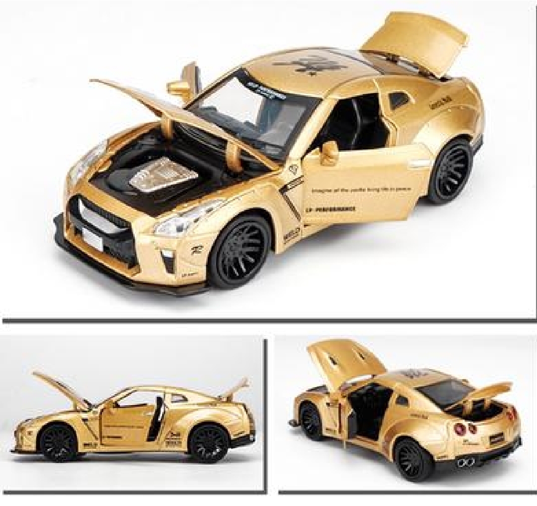 Picture of 1 PC Diecast Metal Nissan GTR 1:32 Scale Pull Back Replica Multicolor
