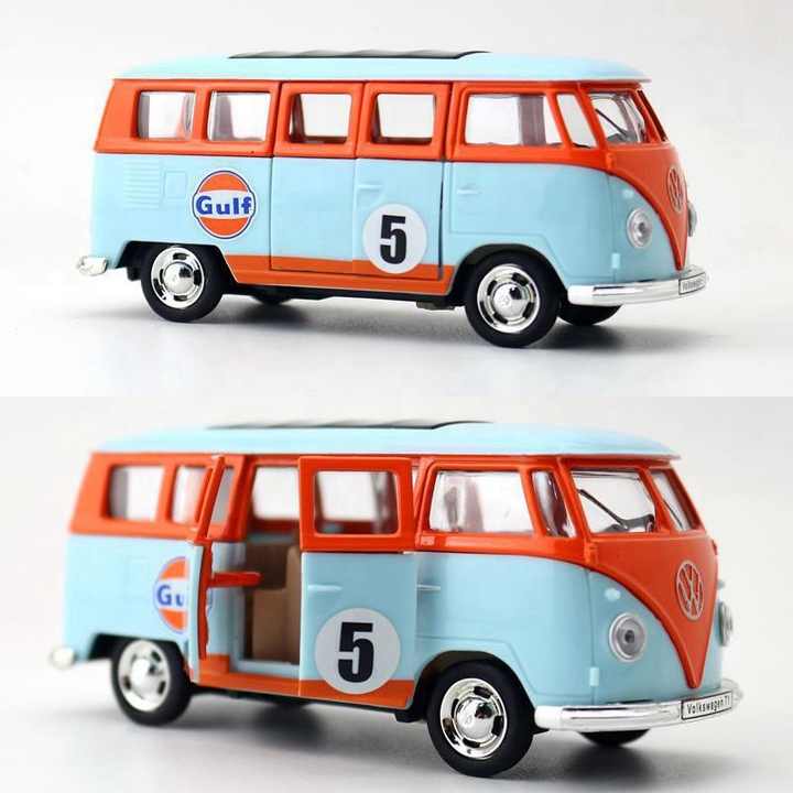 Picture of 1 PC Diecast Model Car Alloy Toys Car Model Gulf Oil GULF Volkswagen Classic T1 Bus 1/32 Scale Multicolor