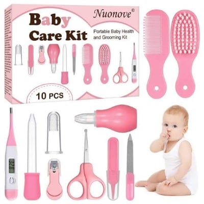 Picture of Baby Care Set, Baby Care Tools & Essentials 10 Piece Portable Baby Health Care Set Nail Care for Newborn Pink