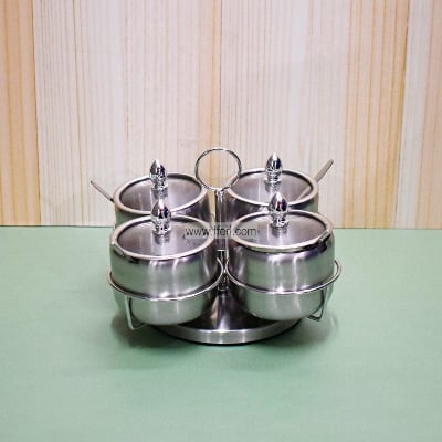 Picture of 4 Pcs Stainless Steel Spice Jar with Revolving Stand MULTICOLOUR Multicolor